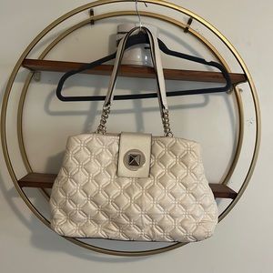 Kate Spade Quilted Leather Ivory Handbag with Gold Hardware